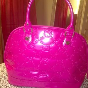 Fuchsia Hello Kitty imprinted top handle purse